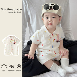 Mùa Hè Mới Quần Áo Cho Bé Trai Và Bé Gái Cotton Ngắn Tay Body 0-24 Tháng Tuổi Bé Siêu Dễ Thương Hoạt Hình Hươu Phong Cách Hàn Quốc Áo Liền Quần