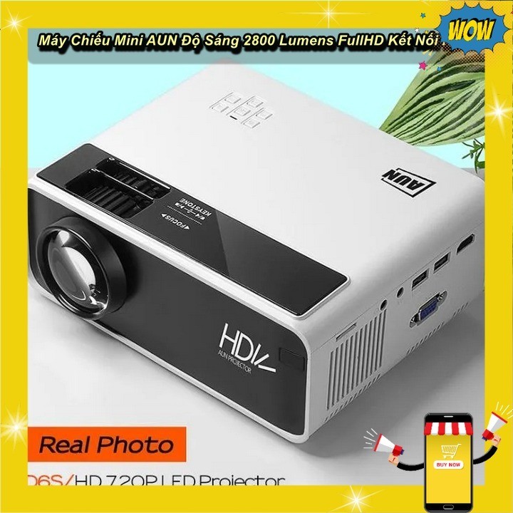 [HCM] - Máy Chiếu Mini AUN Độ Sáng 2800LM, FullHD Kết Nối HDMI Xem Phim Giải Trí - Euro Outlet VN Sh