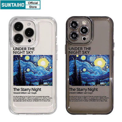Suntaiho Thẩm Mỹ Vỏ Độc Đáo Van Gogh Họa Tiết Bầu Trời Đầy Sao Ốp lưng Iphone 16 15 14 13 12 11 Pro Max IP 7 8 Plus Iphon X Xs XR Xs Max TPU Mềm Cao Cấp Chống Sốc Ốp Lưng