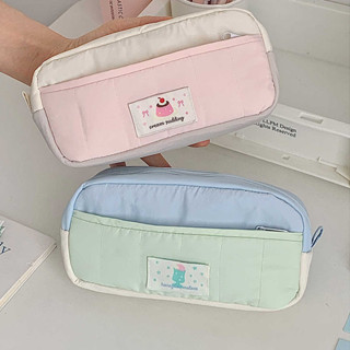 Hộp đựng bút chì khóa màu kem sáng tạo Hộp đựng bút chì lưu trữ nhiều lớp dung tích lớn Túi đựng văn phòng phẩm đa chức năng