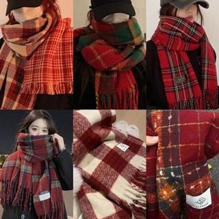 Khăn quàng choàng cổ nữ mùa đông len lông cừu phong cách vitage Hàn Quốc đẹp giữ ấm áp caro đủ màu đen, đỏ, xám, xanh