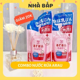  Combo Nước rửa bình sữa Arau Baby nhật bản nguyên liệu thảo mộc 450ml - Nhà Bắp Store 