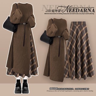 Qianqian qq Khuyến Mãi Sản Phẩm Mới Mặc Mùa Đông Trọn Bộ Nữ 2024 Phong Cách Mới Melade Thời Trang Áo Len Dệt Kim Đầm Ôm Hơn Nhìn Váy Bộ Hai Mảnh