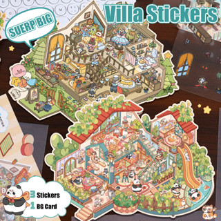 Enwei 4 Cái [Dòng Công Viên Giải Trí] Nhãn Dán Deco Siêu LỚN Dễ Thương Nhãn Dán PET Giấy Thêu Sò Chất Liệu Sổ Lưu Niệm Bộ