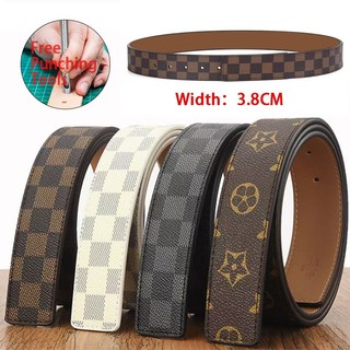  Rộng 3 8cm thắt lưng có lỗ thắt lưng không khóa thắt lưng da nam thắt lưng họa tiết kẻ sọc thương hiệu 105-125cm 