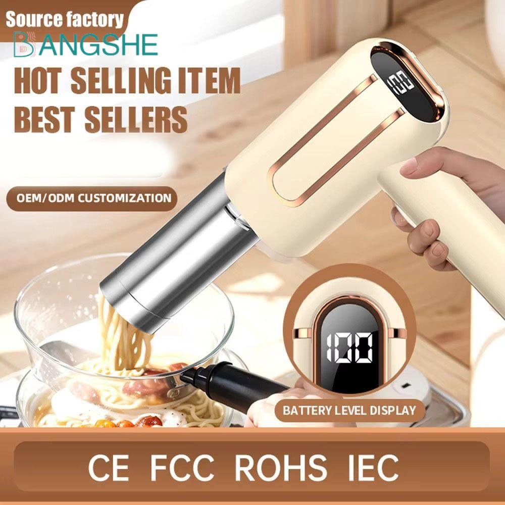 Máy làm mì ống điện BANGSHE, Máy làm mì không dây có thể sạc lại USB cầm tay, Máy ép mì màn hình thông minh dễ dàng hoàn toàn tự động