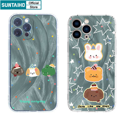 Suntaiho Ngộ nghĩnh Hoạt Hình Dễ Thương Họa Tiết Động Vật Vỏ Điện Thoại TPU Trong Suốt Mềm Cao Cấp Chống Sốc Cho IPhone 11 12 13 14 15 16 Pro Max IP 7 8 Plus IPhone X Xs XR Xs Max
