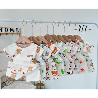 Combo 7 bộ quần áo cộc tay cho bé trai gái sơ sinh chất thun tăm mềm mịn mát co giãn tốt 0 - 45 tháng tuổi