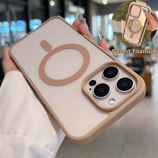  【 Iphone16   Ốp Điện Thoại Trong Suốt Từ Tính Titan Sa Mạc Cho IPhone 16 Pro Max 11 12 13 14 15 Pro Max Vỏ Trong Suốt 14 15 16 Plus Ốp Lưng Chống Sốc 