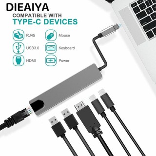 DIEAIYA Đế Sạc 6 Trong 1 USB 3.1 Type-C RJ45 Ethernet Ethernet Cho Laptop PC