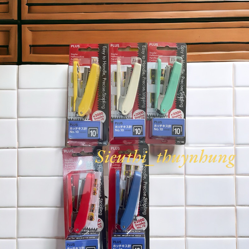 Dập gim Plus tặng 2 hộp đạn gim, vỉ dập gim, máy bấm gim số 10 (Loại Tốt)