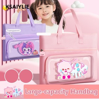 KSAIYLIE Túi đi học  Tote, Túi hướng dẫn 3 lớp dung tích lớn, Túi đựng hồ sơ A4 chống thấm nước Capybara / Kuromi / Melody Canvas Túi đựng hồ sơ A4 văn phòng trường học