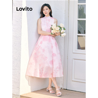 Đầm Lovito họa tiết hoa phong cách thanh lịch cho nữ L95ED908
