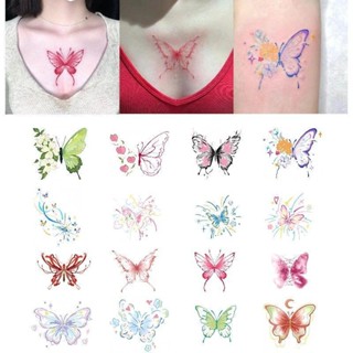Bướm Nhiều Màu Sắc Hình Xăm Dán Đẹp Lãng Mạn ins Ngọt Ngào Cô Gái Thoáng Mát Trái Tim Xương Đòn Cánh Tay Mùa Hè Tươi Gợi Cảm Thời Trang