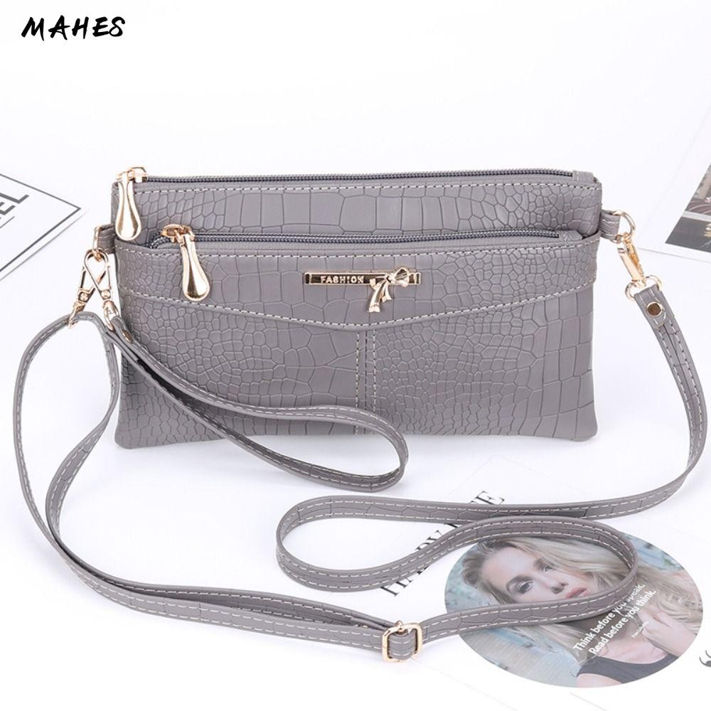 MAHES Ví dài nữ, Túi xách đựng tiền phong cách giải trí, Túi đeo vai đựng thẻ bằng da PU