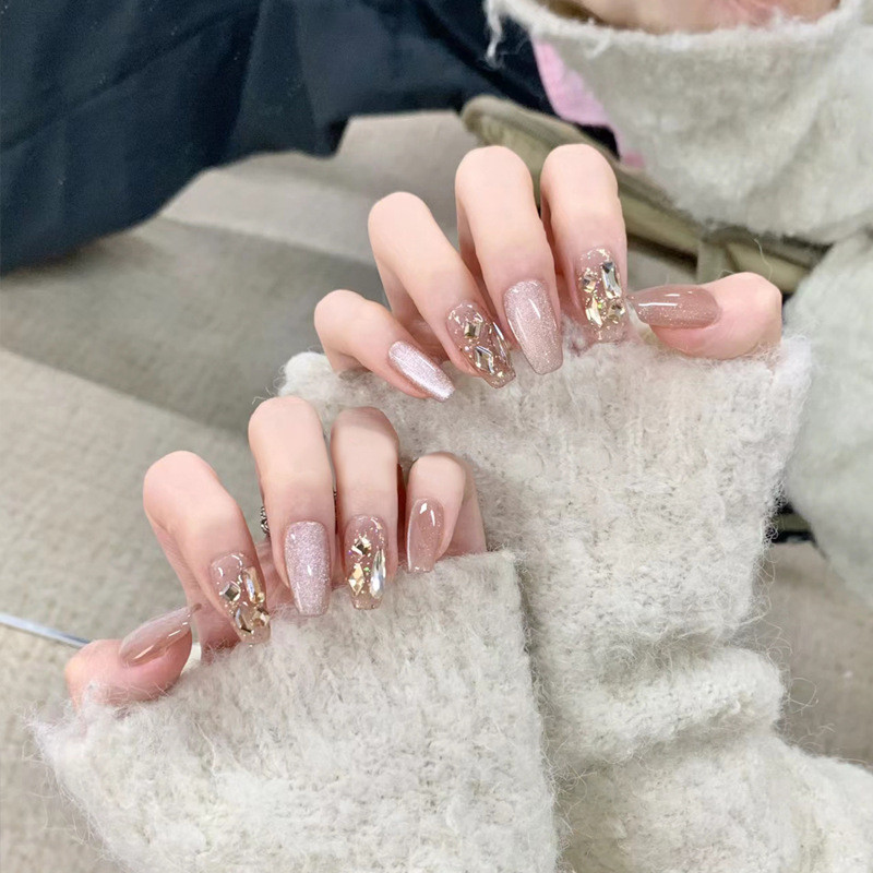 Ảnh 3 của Móng tay giả BEABIAI Nail box kèm keo gắn, dáng ngắn, dài, thiết kế trơn, đính đá sang trọng