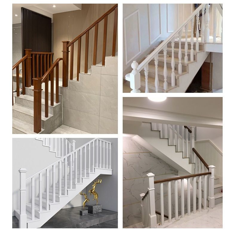 Nhà biệt thự trong nhà khung thép xi măng cầu thang gỗ nguyên khối lan can hàng rào lan can cột lan 