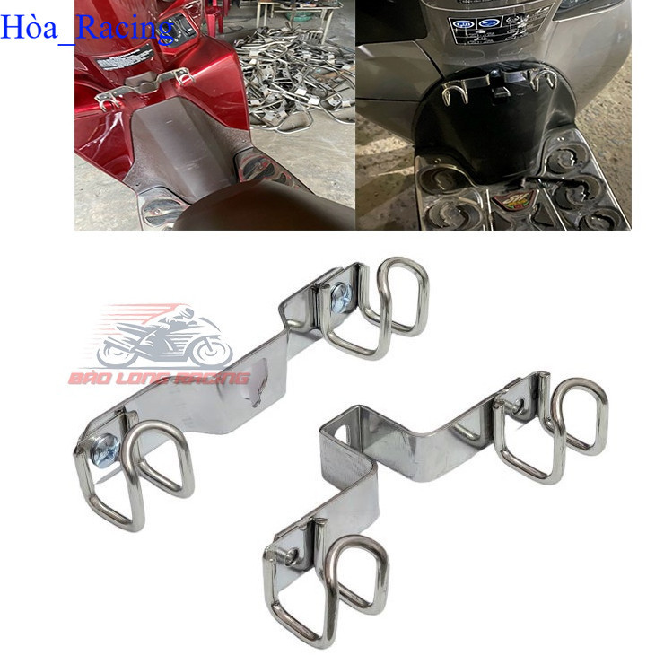 Móc Treo Đồ xe máy mẫu U ĐÔI gắn VISION và SHMODE INOX Trắng tiện lợi đi chợ treo hàng hóa