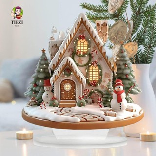  TIEZI Tượng Xmas Magic House Tượng Ngôi Nhà Tuyết Giáng Sinh Acrylic 2D Hoạt Hình Trang Trí Đa Năng Lâu Đài Chống Mài Mòn Nhà Tuyết Để Bàn 
