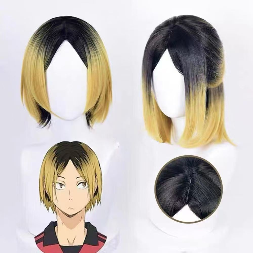 Anime Haikyuu Kenma Kozume Cosplay Wig Simulated Scalp Gradient Hair Heat Resistant Synthetic Wigs D
