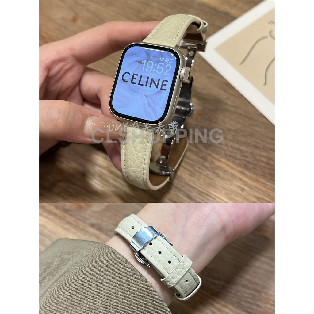 Dây đeo da họa tiết Lichee cho Redmi Watch 5 4 Dây đeo khóa bướm bằng thép không gỉ cho Xiaomi Smart