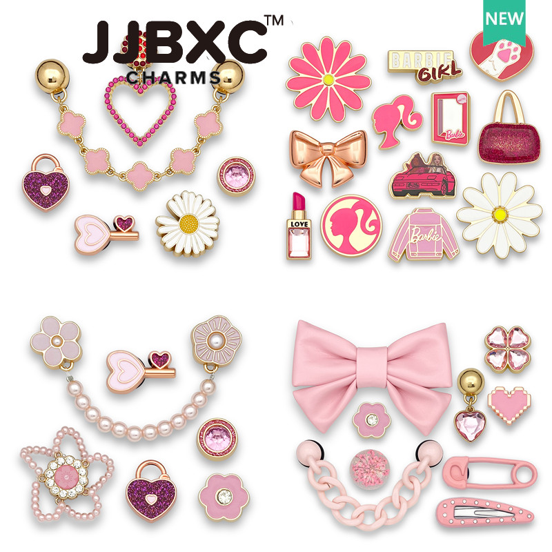 JJBXC Charm Cross Khóa Giày Hoa Hồng Ngọc Charm cross Pin Nữ Phụ Kiện Giày Thanh Lịch Sticker Dép Cross
