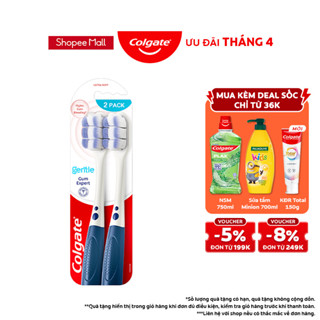 Bộ 2 Bàn chải Colgate Gentle Gum Expert lông dày siêu mềm, ôm sát nướu, giảm chảy máu nướu