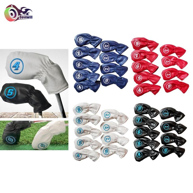 Dovewill 9 Cái / gói PU Golf Iron Covers Set Golf Club Head Cover Fit Most Irons Brand 16x7x1cm