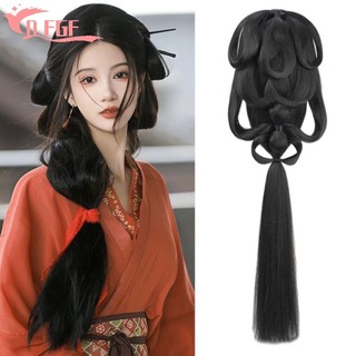 Dfgf Nữ Hanfu Tóc Giả, Trang Phục Lười Tóc Giả Tóc Giả Cổ Trung Quốc Tóc Giả, Retro Giả Đen Cổ Tích Hợp Tóc Bun Chụp Ảnh