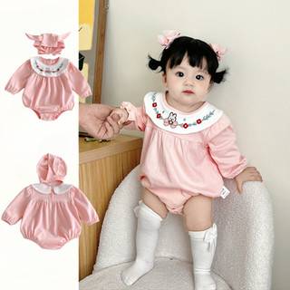  Áo liền quần + Mũ Bộ đồ liền thân cho bé Quần áo mùa hè Quần áo dài tay Sơ sinh Quần áo bé gái Onesie Bộ áo liền quần cho bé 