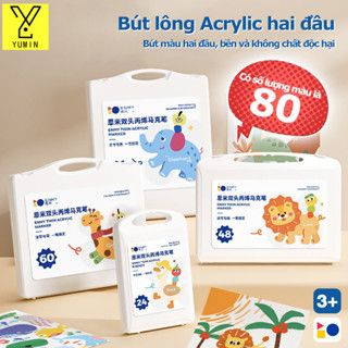 Bút màu acrylic hai đầu, bộ bút màu nước, Bút Lông Màu,Hoàn thành tô màu và vẽ đường chỉ bằng một cây bút.