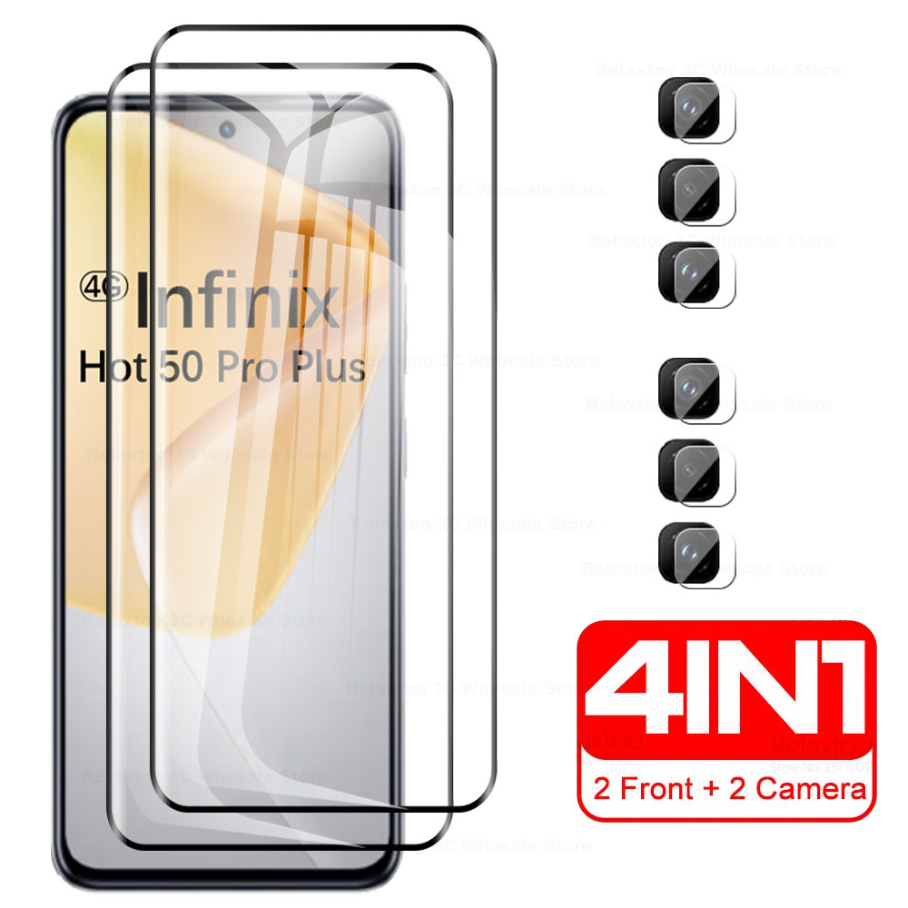 Bảo Vệ Màn Hình 4in1 Cho Infinix Hot 50 Pro + 4G Kính Cường Lực Cong Camera Kính Infinix Hot 50 Pro 