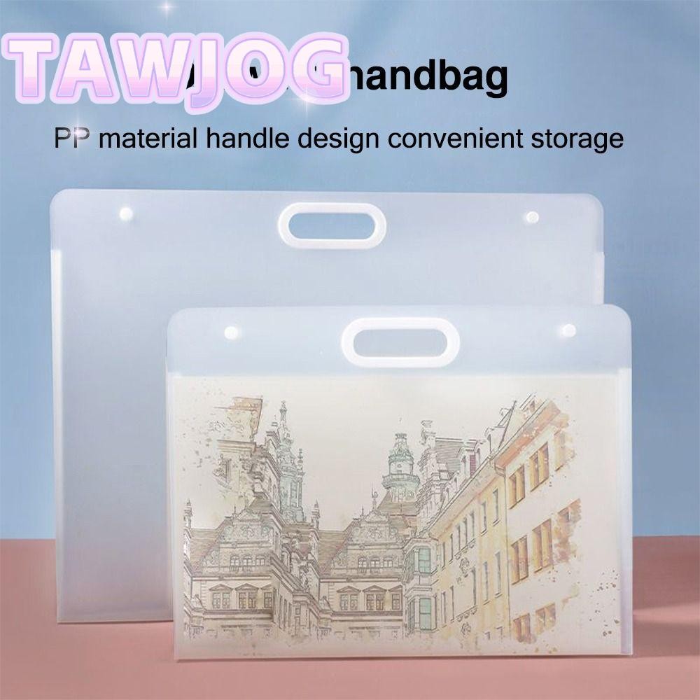Túi đựng giấy vẽ tranh TAWJOG, Thư mục tập tin di động 4K / 8K / 16K, trong suốt A2 / A3 / A4 Chống 