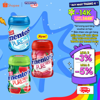 Sing gum không đường Mentos Pure Fresh hương bạc hà (hộp 6 hủ)