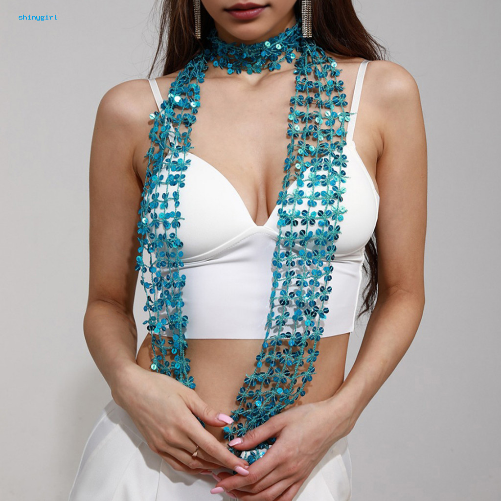 [SG] Khăn Sequin Nữ Khăn Sequin Lấp Lánh Khăn Hoa Sequin Lấp Lánh Hợp Thời Trang Lấp Lánh Mạ Mỏng Kh