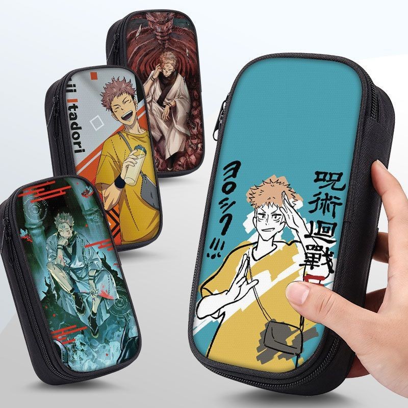 Jujutsu Kaisen Gojo Satoru Hộp Bút Chì Sinh Viên Văn Phòng Phẩm Lưu Trữ Dây Kéo Canvas Hộp Đựng Bút 