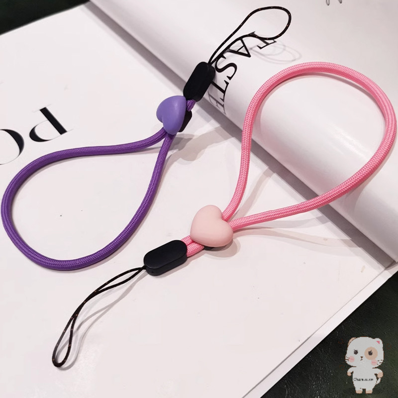 【Chamvn】Dây đeo túi điện thoại di động hình trái tim ngắn Dây đeo túi nhiều màu Dây đeo nhẫn