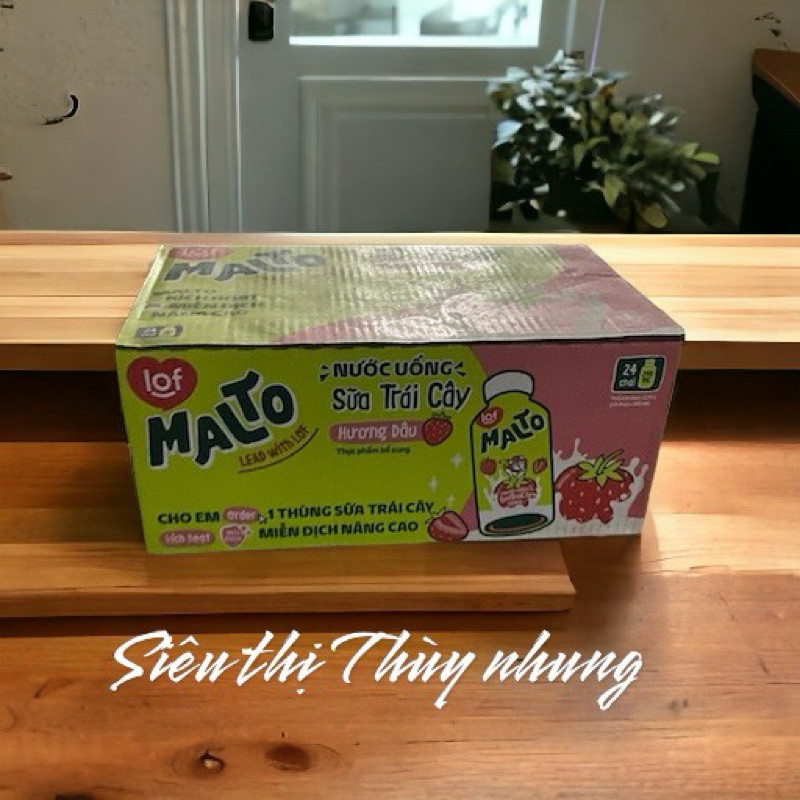 LOF MALTO Sữa hương trái cây Chai thùng 240ml x 24 Chai vị Dâu,socola,cam