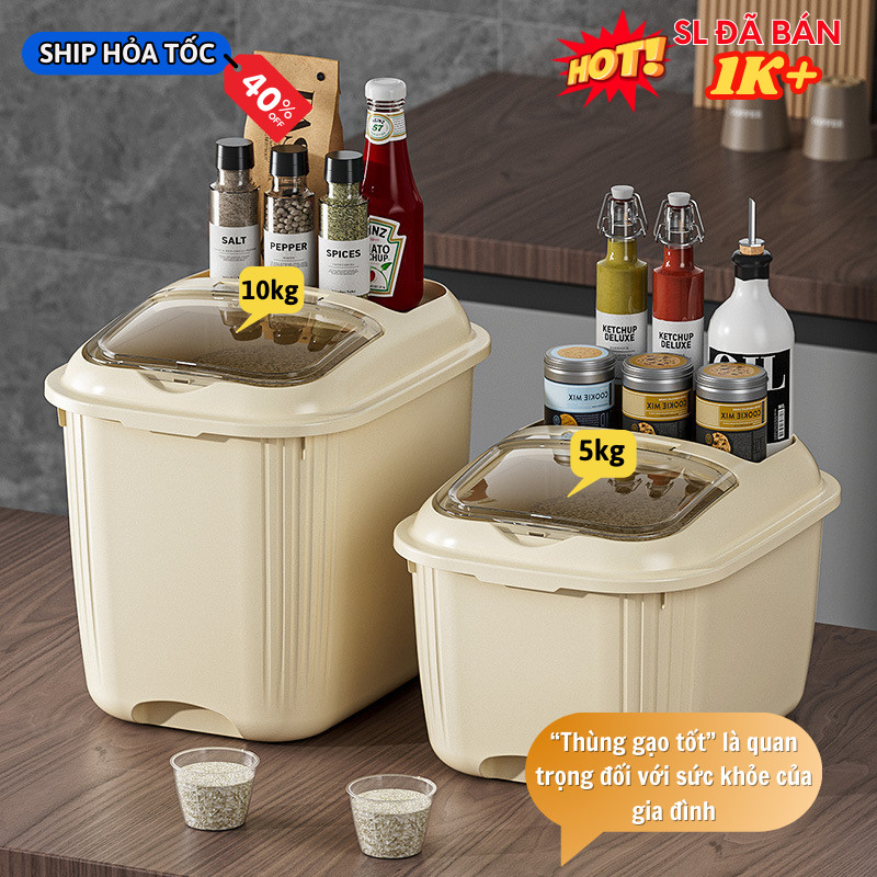 Hộp Đựng Gạo Có Nắp Đậy Kín Chất liệu An toàn  Chống Bụi Chống Ẩm  6kg / 10kg / 15kg
