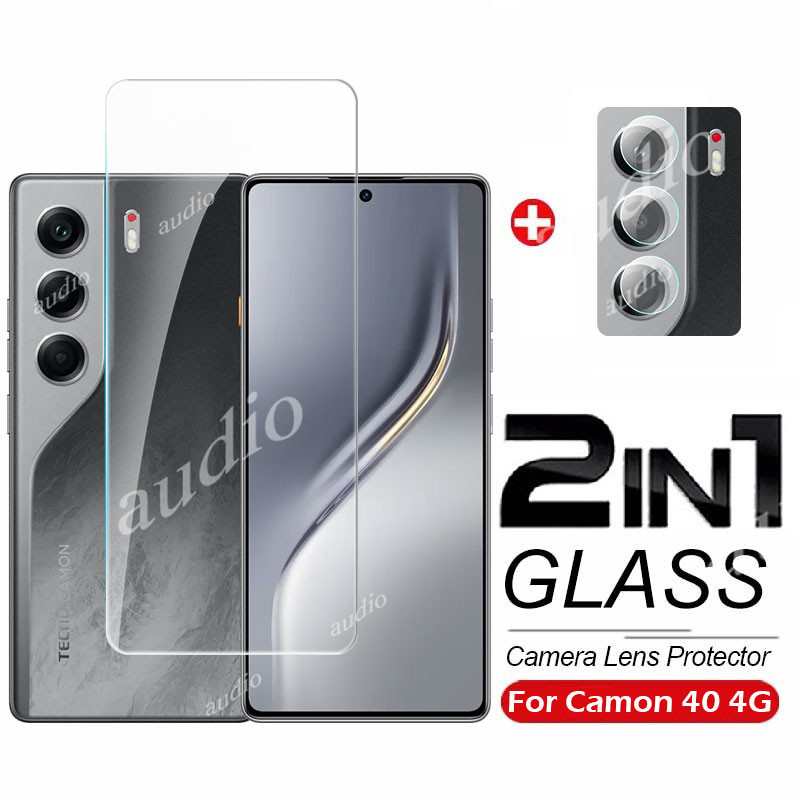 Phim bảo vệ toàn màn hình kính cường lực TECNO Camon 40 4G 2In1 có bảo vệ ống kính máy ảnh cho TECNO