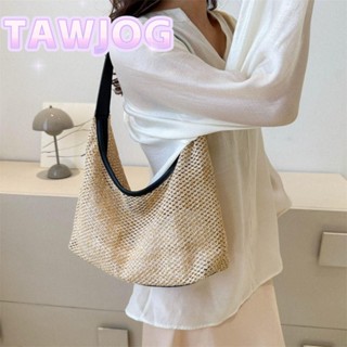 Túi dệt TAWJOG, Ví xô Túi đeo vai, Ống hút đơn giản Túi đeo nách màu trơn dung tích lớn dành cho nữ