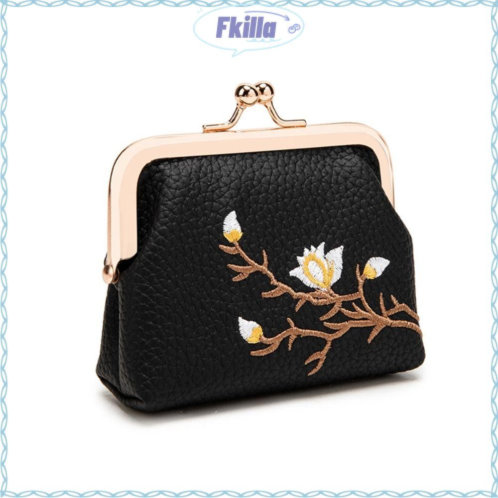 Ví đựng tiền xu FKILLA7, Ví ngắn Mini đa chức năng, Túi đựng tiền bằng da PU hoa