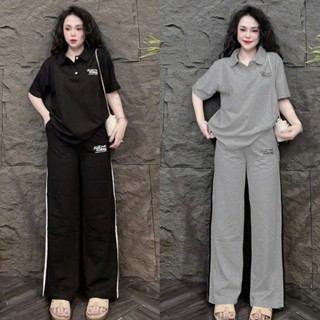 { Bigsize 45-85KG } Set Đồ Bộ Nữ Quần Suông + Áo Cổ TRụ Thể Thao BLOOD Chất Tăm Lạnh Mặc Nhà Đi Chơi Đẹp TOP NU