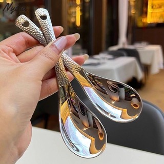 🌼COD🌼Thìa Canh Inox Làm Sâu Thìa Dung Tích Lớn Gương Bạc Đánh Bóng Flatware Súp Cơm Nhà Bếp Bộ Đồ Ăn