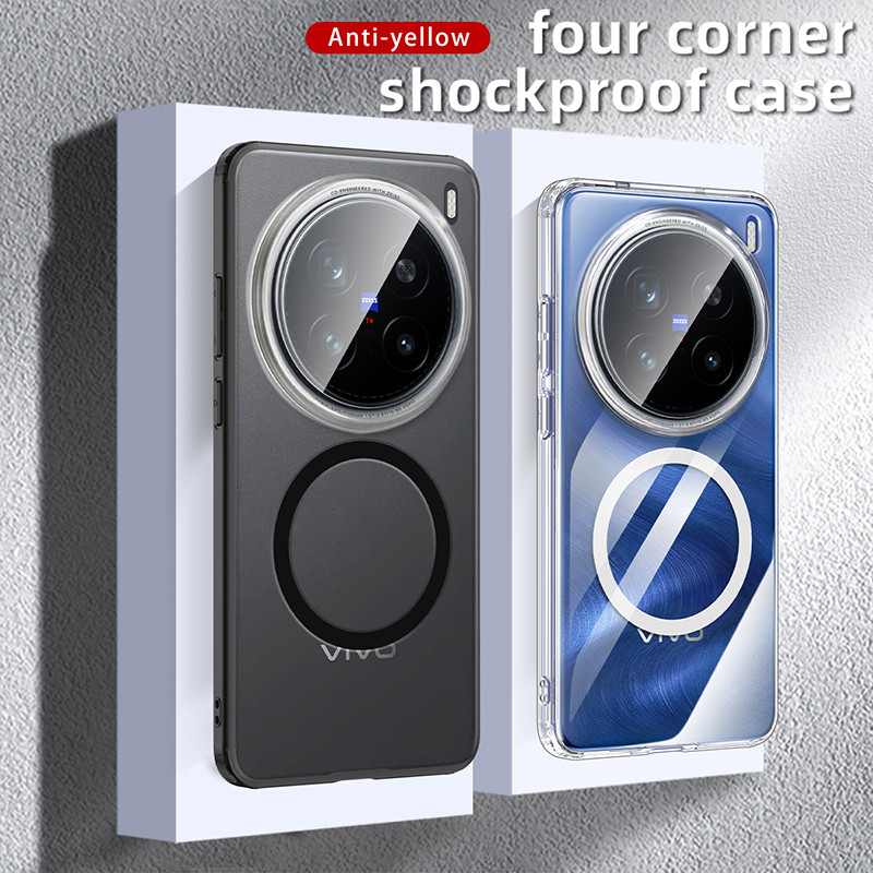 Dành Cho Vivo X200, X200 Pro, X200 Pro Mini Case ELVEV Crystal Clear Hard PC Vỏ Hút Trong Suốt Chống Sốc
