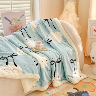 Chăn Lông Cừu lông cừu in hình nhung sữa cao cấp mới