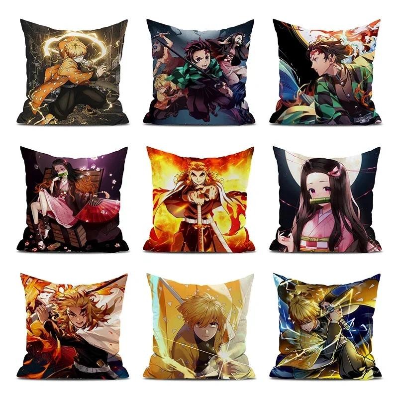 Trang Trí Ô Tô Demon Slayer Gối Gối Trang Trí Cho Giường Vỏ Gối Trang Trí 45x45 45x45 Đệm Có Vỏ Pilo