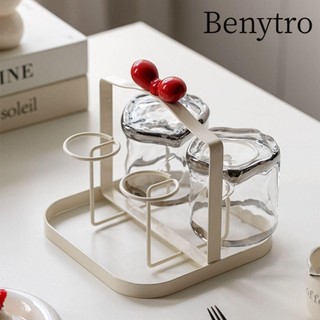  Hộp đựng cốc để bàn BENYTRO Hộp đựng cốc thoát nước đảo ngược bằng kim loại Sắt nơ bền có khay đựng nước Khay trưng bày cốc tại nhà 