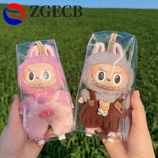 Zgecb 2 chiếc Túi đi chơi búp bê thời gian Labubububu, Túi trưng bày thời gian bằng nhựa PVC chống bụi, Túi đi chơi búp bê có móc khóa Màn hình búp bê trong suốt Labubupu Time Doll Bun 17cm Mặt dây chuyền Labububububuru