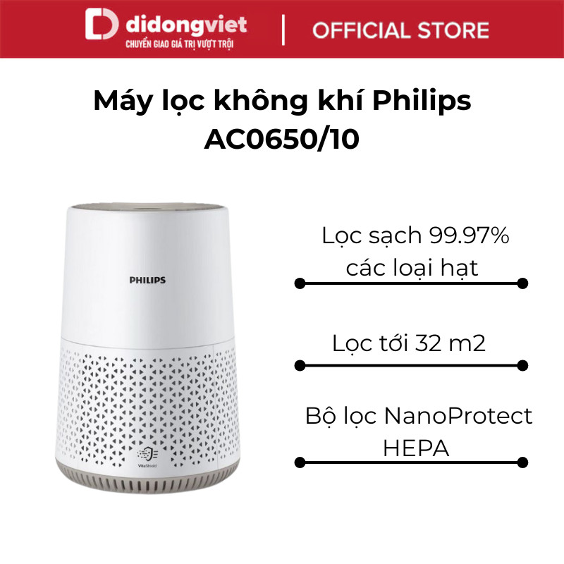 Máy Lọc Không Khí Philips AC0650 /10 có NanoProtect HEPA  - Hàng Chính Hãng